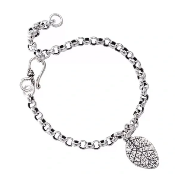 NEW 925 STERLING SILVER VINTAGE LEAF CHARM BRACELET, NICE BRACELET,CUTE BRACELET - Picture 8 of 9